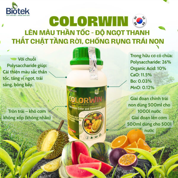ColorWin 500 Organic – Phân Bón Lên Màu & Ngọt Trái Cao Cấp Hàn Quốc - Hình ảnh 5