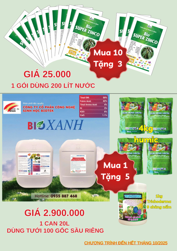 Phân Bón Vi Lượng BIO SUPER ZINCO - Combo 10 tặng 3 - Hình ảnh 5