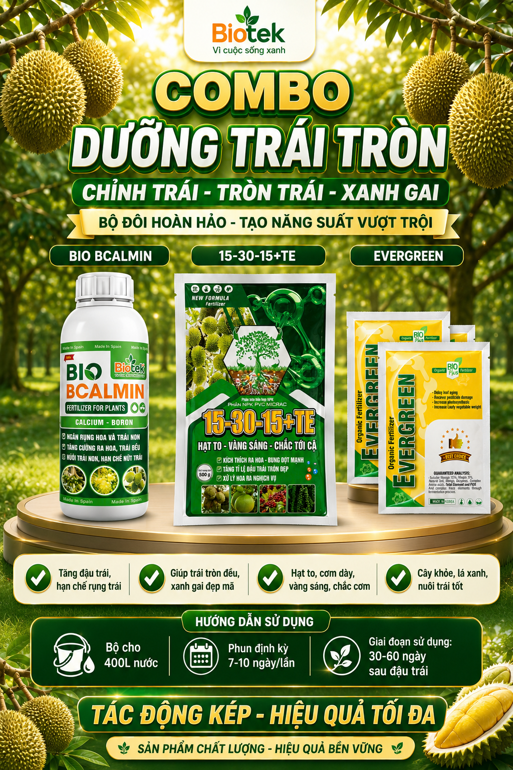 COMBO DƯỠNG TRÁI TRÒN - CHỈNH TRÁI - TRÒN TRÁI BIOTEK - Ảnh 2
