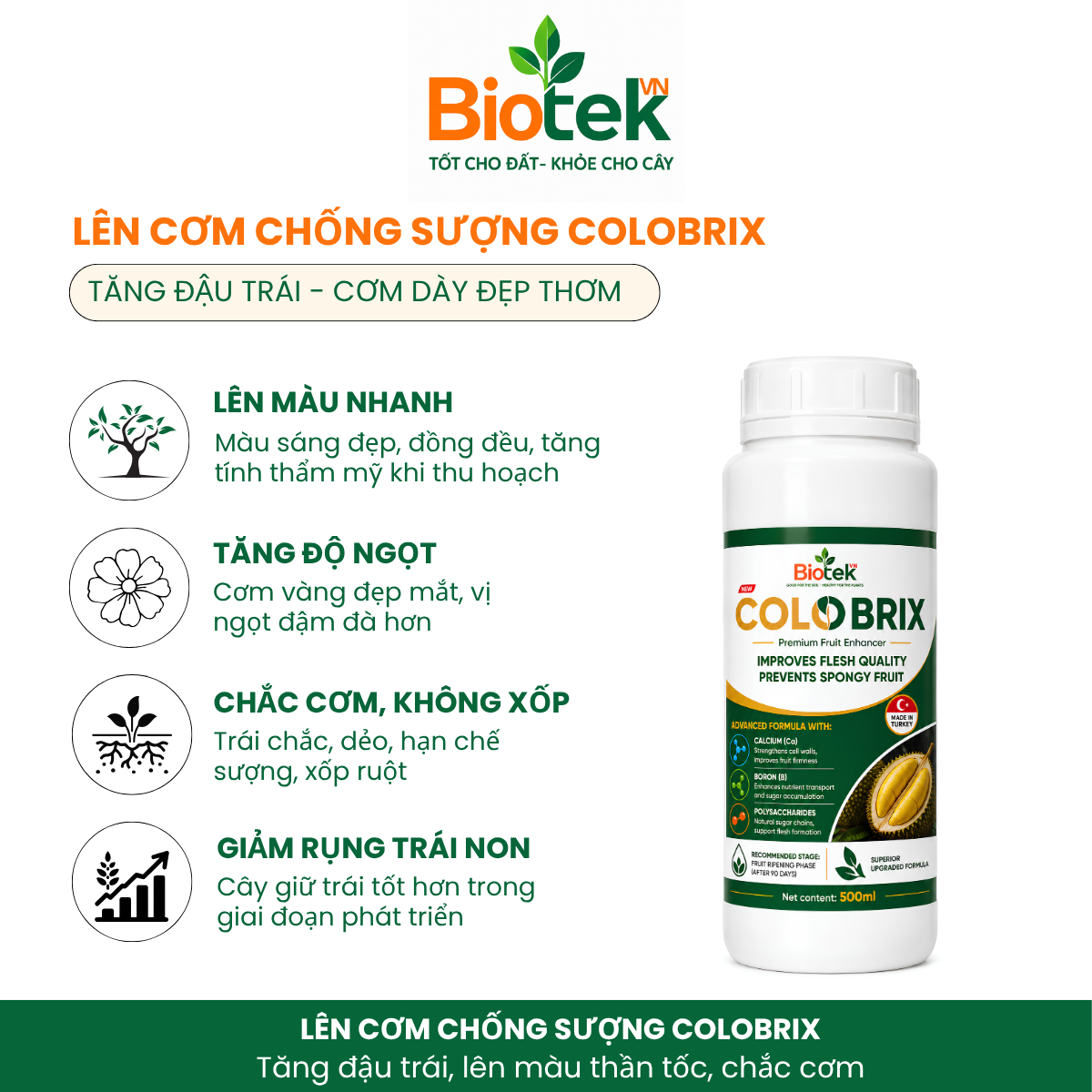 COLOBRIX 500ml – Hỗ trợ lên màu, chắc cơm và chất lượng trái - Ảnh 3